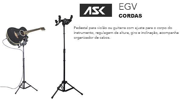 Pedestal ASK para violão c/ regulagem de altura - EGV Preto