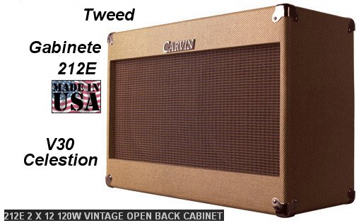 Gabinete Carvin 2 x 12 " mod. 212E c/ Celestion Vintage 30 cor: Tweed (Made in USA)