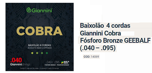 Encordoamento Gianinni Baixolão 4C Phospher Bronze 40/95 GEEBALF