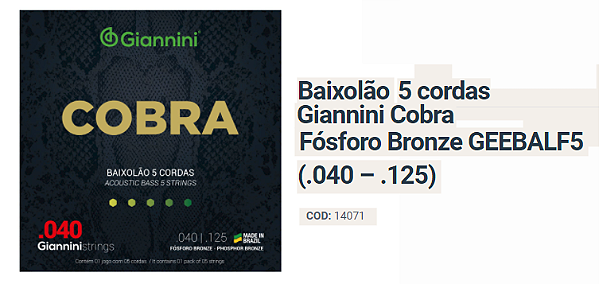 Encordoamento Baixolão 5C Phospher Bronze 0.40/125 GEEBALF5