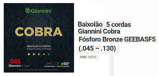 Encordoamento Baixolão 5C Phospher Bronze 0.45/0130 GEEBASF5
