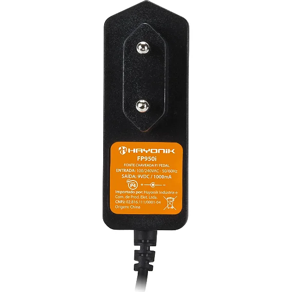 Adaptador / Fonte HAYONIK FP950i  9volts 1000mA p/ 4 pedais  - Bivolt