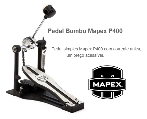 Pedal de Bateria MAPEX Simples de Bateria P400