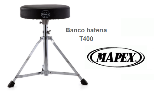 Banco de Bateria Mapex mod. T400 assento redondo regulagem de altura 5 estágios
