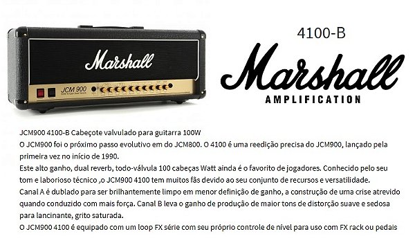 Cabeçote Marshall 4100-B - JCM900 - valvulado 100 watts (Made in England)