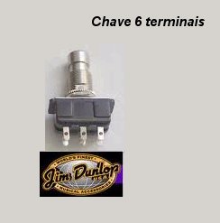 Chave Liga e Desliga p/Pedais MXR/Dunlop modelo ECB035 Grande DPDT c/ 6 terminais