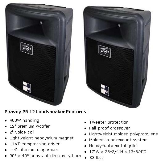 Caixas Passivas Peavey PR12 NEO - Alto-Falante de 12" (Made in USA) - 200w RMS /400w potencia Pico - ótima p/ PA - par
