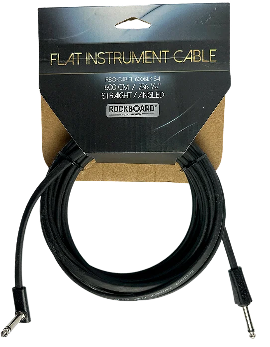 Cabo p/ instrumento FLAT Rockbag RBOCABFL600BLK - 6 metros Preto - um dos plus em L