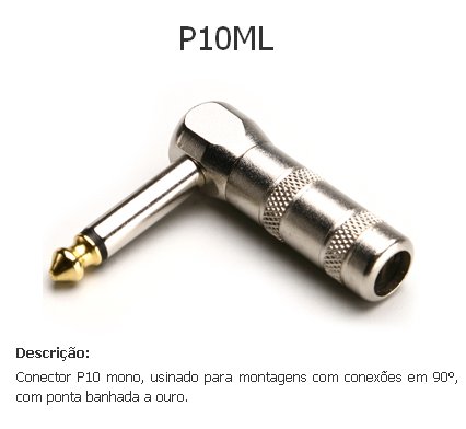 Plug P10 Santo Angelo - P10ML Tipo L que vem no SCAP (você pode montar seu cabo) unidade