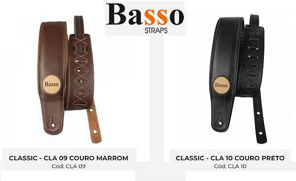 Correia Basso Couro Clássica CLA10 /CLA09 Preta