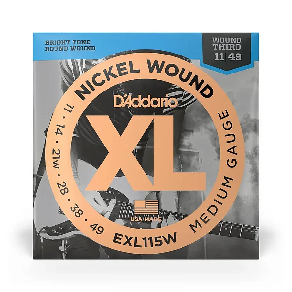 Encordoamento DADDARIO Guitarra EXL115W (0.11/0.49) Terceira Encapada - Medium Gauge