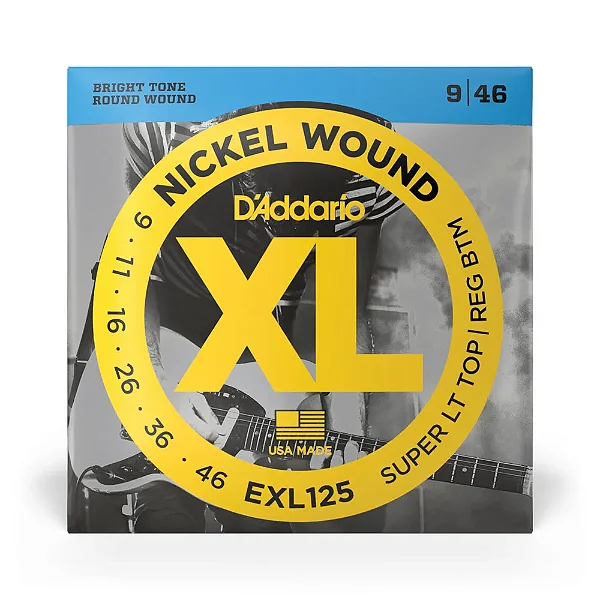 Encordoamento DADDARIO Guitarra EXL125 (Super LT Top /Regular ) - híbrida 0.09/0.46