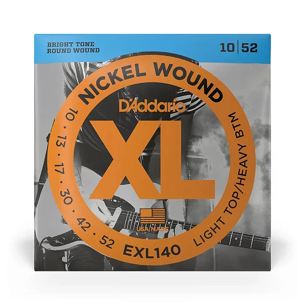 Encordoamento DADDARIO Guitarra EXL140 (Light Top Heavy) - híbrida 0.10/0.52
