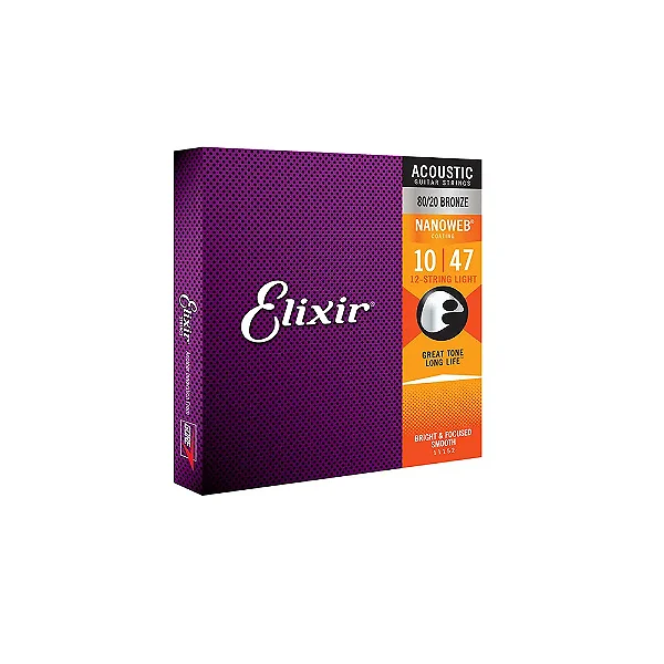 Encordoamento ELIXIR Violão 12 cordas Aço Bronze Nanoweb 0.10/0.47 - cod.11152