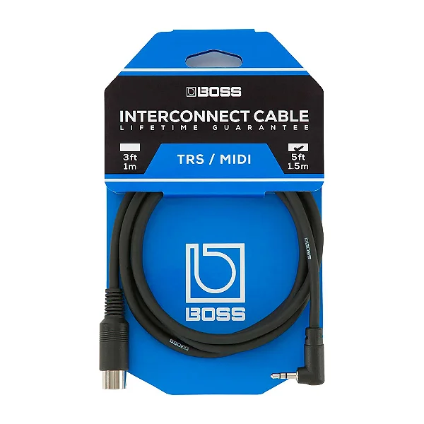 Cabo Boss P2 em L TRS MIDI 5 Pinos BMIDI-5-35 1,5 Metros