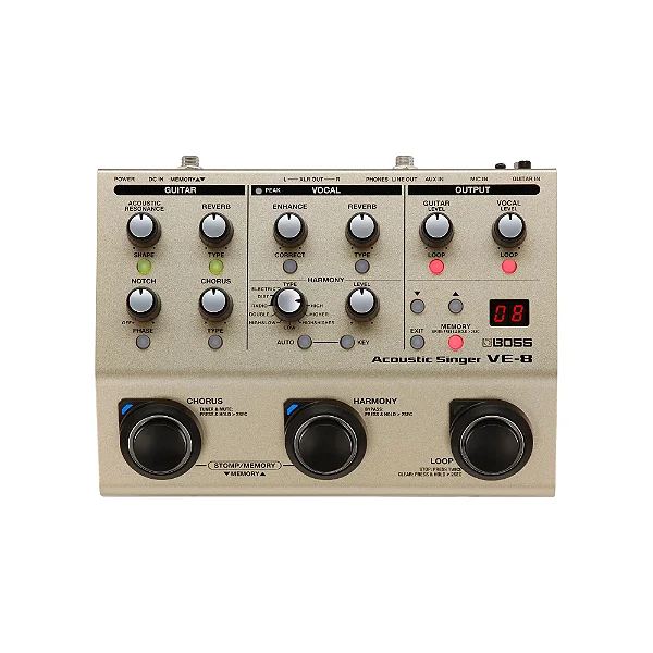 Pedal BOSS VE-8 p/ Voz e Violão Acoustic Singer