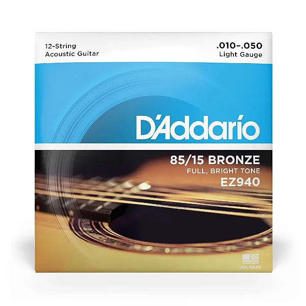 Encordoamento  DADDARIO Violão 85/15 Aço EZ940 (0.10/0.50) 12 Cordas