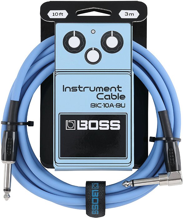 BOSS BIC-10A-BU  Cabo p/ Instrumento P10 x P10 em L de 3 Metros na Cor Azul