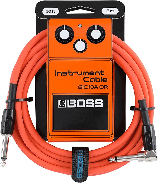 BOSS BIC-10A-OR  Cabo p/ Instrumento P10 x P10 em L de 3 Metros na Cor Laranja