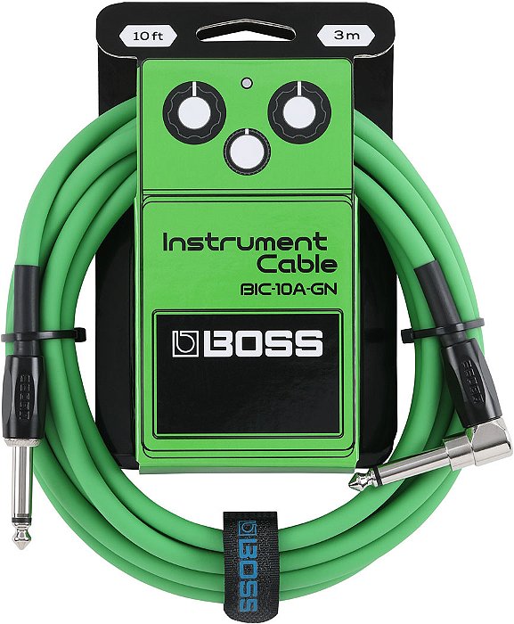 BOSS BIC-10A-GN Cabo p/ Instrumento P10 x P10 em L de 3 Metros na Cor VERDE