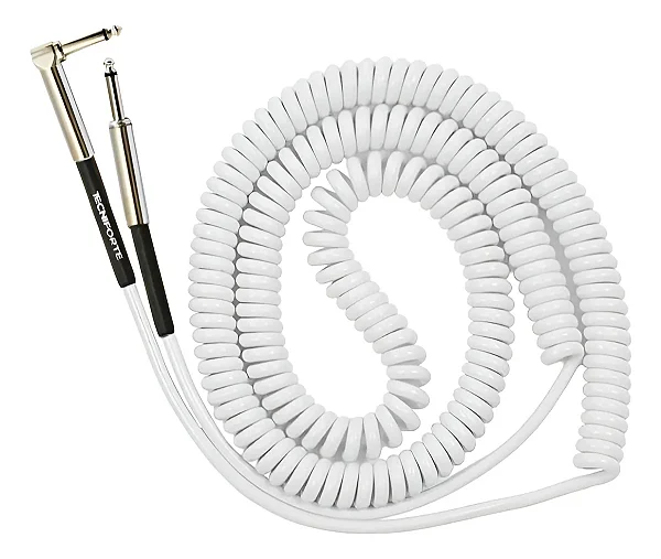 Cabo p/ Instrumento TECNIFORTE P10 x P10 em L linha Jimi Cable 9m Cor: BRANCO