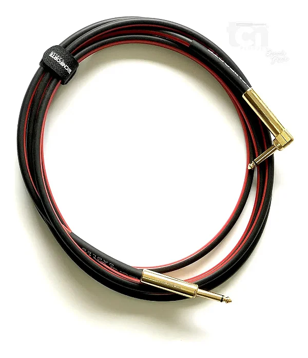 Cabo p/ Instrumento TECNIFORTE P10 x P10 em L linha Animal Emborrachada 3m