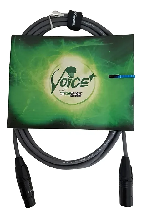 Cabo Microfone Voice Plus TECNIFORTE XLR/XLR 3m CINZA