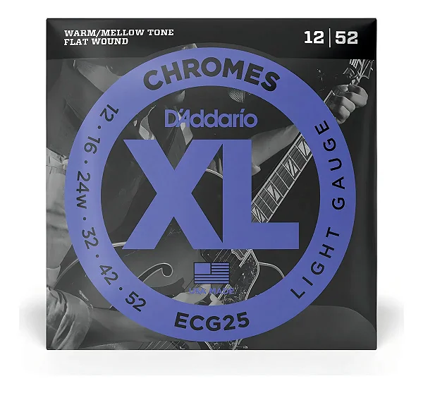 Encordoamento Daddario Guitarra Chrome ECG25 (0.12) - Corda Flat Lisa