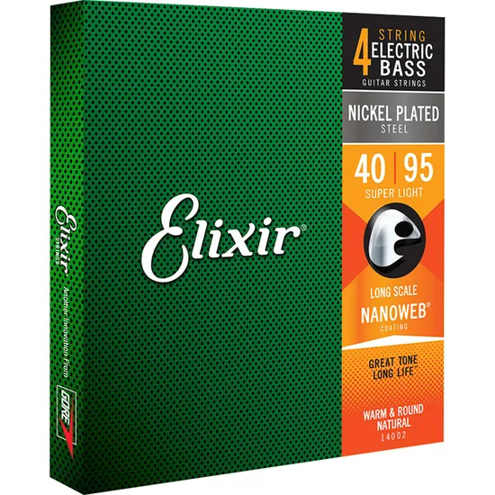 Encordoamento ELIXIR Baixo 4 Cordas SUPER LIGHT(40/95) Nanoweb - cod.14002