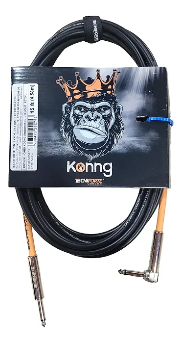 Cabo p/ Instrumento TECNIFORTE P10 x P10 em L linha KONNG 4,58 m Cor: PRETO