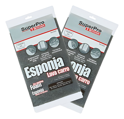 KIT COM 2 UNIDADES  ESPONJA MACIA LAVA CARRO, MOTO E BIKE - SUPERPRO