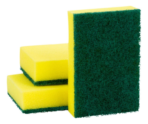 KIT COM 10 UNIDADES ESPONJA MULTIUSO DUPLA FACE VERDE E AMARELA - SUPERPRO