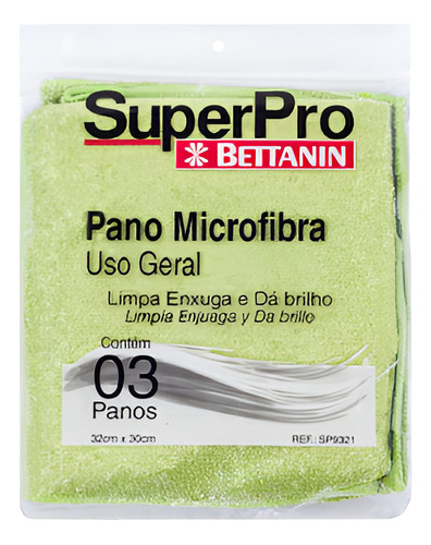 PANO MICROFIBRA MULTIUSO ALTA PERFORMANCE 3UN 32X30CM VERDE - SUPERPRO
