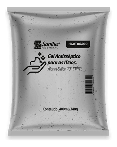 GEL ANTISSÉPTICO 70% 400ML - SANTHER PROFISSIONAL