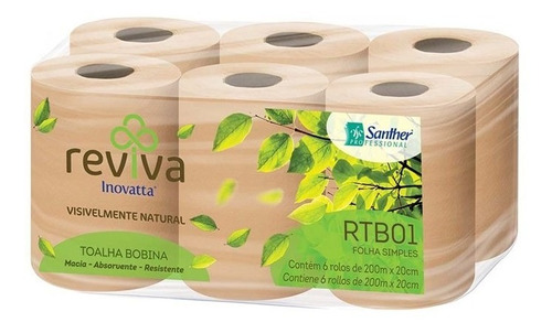 PAPEL TOALHA BOBINA RTB01 FS 6X200M - REVIVA