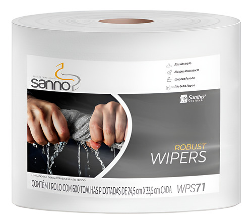 WIPPERS MULTIUSO C/1 ROLO C/600 TOALHAS DE LIMPEZA GERAL BOBINA