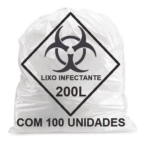 SACO DE LIXO HOSPITALAR 200 LITROS C/100