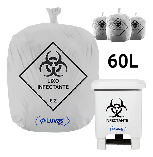 SACO DE LIXO HOSPITALAR 60 LITROS C/100