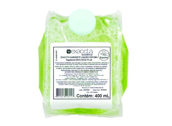 SABONETE LÍQUIDO ESPUMA ERVA DOCE 400ML- EXACCTA TRILHA