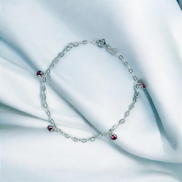 Pulseira Zirconia Rosa 19cm