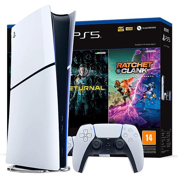 PLAYSTATION 5 SLIM 1TB SSD C/ 2 JOGOS - RETURNAL E RATCHET & CLANK (NOVO)