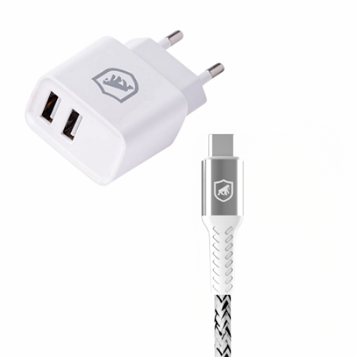 KIT CARREGADOR DE PAREDE FLEX + CABO NYLON KEVLAR - USB-C - 1,5M - GSHIELD