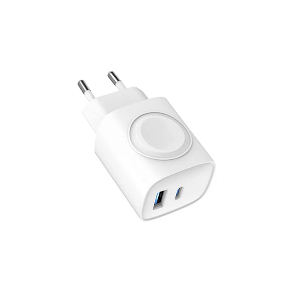 FONTE 2 EM 1 -POWER DELIVERY 23W USB-C + USB- A E BASEDE CARREGAMENTO MAGNÉTICO PARA APPLE WATCH - GSHIELD