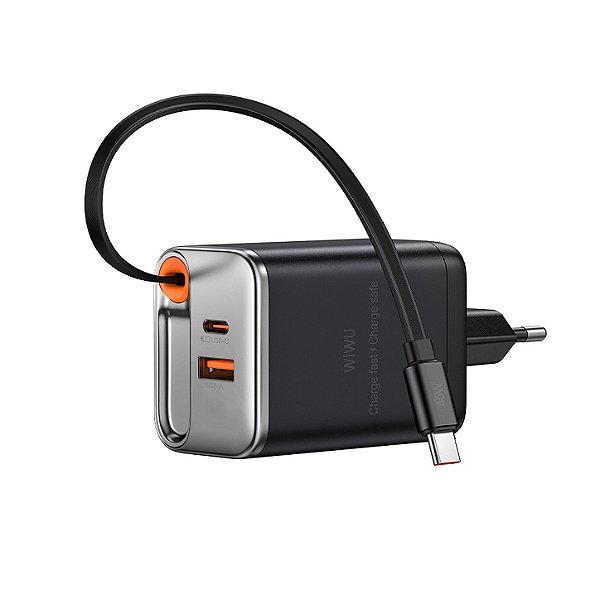 FONTE WIWU HELIX 45W USB-A + USB-C PRETO