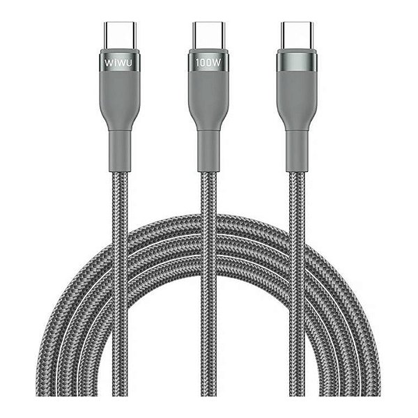 CABO WIWU CONCISE 2 EM 1 USB-C X 2 USB-C 100W CINZA