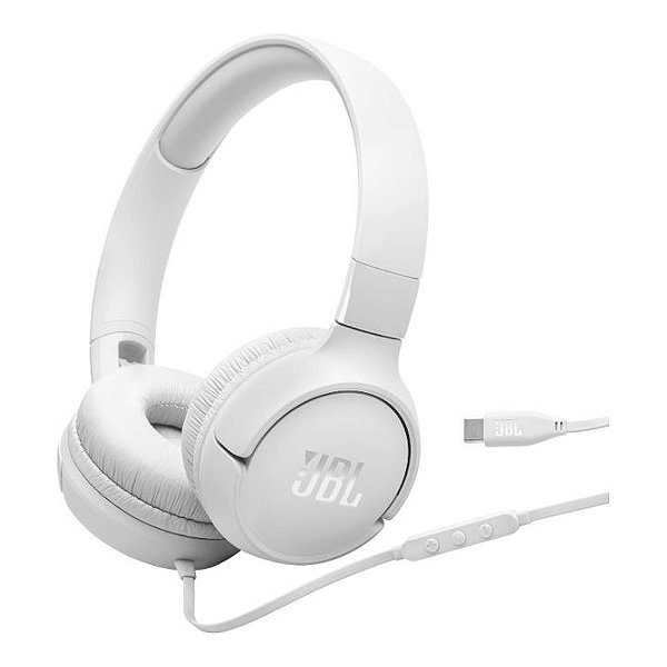 FONE DE OUVIDO COM FIO JBL TUNE 520C USB-C BRANCO COM MICROFONE