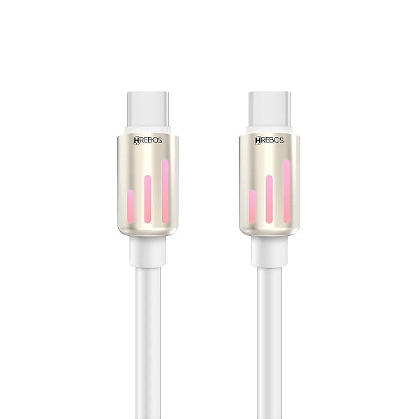 CABO HREBOS MECHANICAL LED 60W USB-C X USB-C 1,8M BRANCO CB-377C