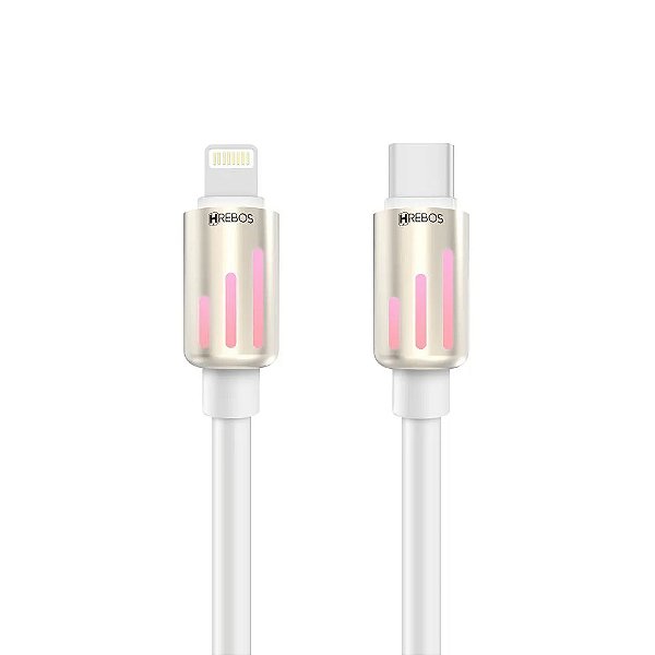 CABO HREBOS MECHANICAL LED 60W USB-C X LIGHTNING 1,8M BRANCO CB-377I