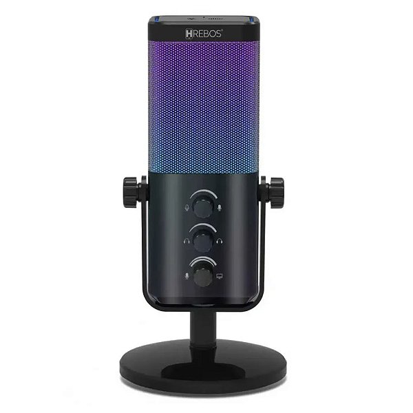 MICROFONE DE MESA HREBOS ORIONCAST USB COM ILUMINAÇÃO RGB MF-011