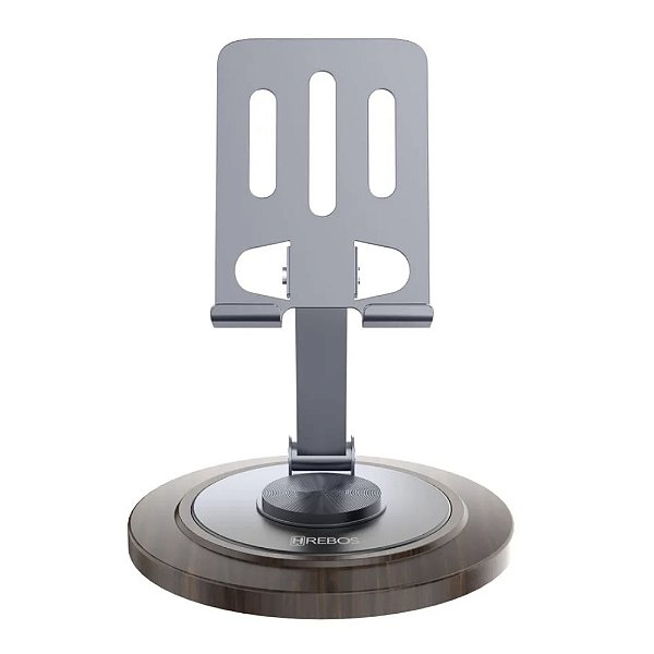 SUPORTE DE MESA HREBOS MOBILE ÉBANO EM ALUMÍNIO E MADEIRA PARA CELULAR E TABLET SU-259